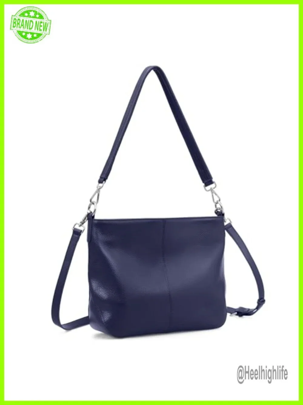 Genuine Leather Crossbody Hobo Bag with Removable Straps